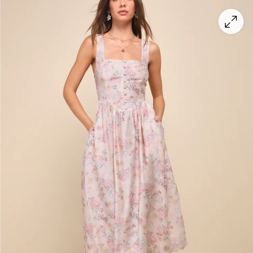 Lulu's Pastel Floral Midi Dress